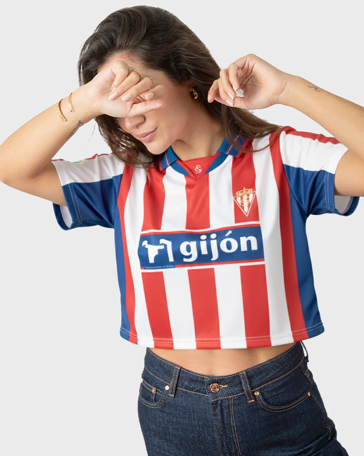 2000 REAL SPORTING DE GIJÓN Crop Top - Camiseta fútbol retro